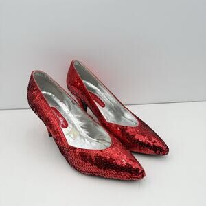 Vintage‎ Red Sequin Heels Pumps Ann Marino Sz 7.5B Dorothy OZ Valentines EUC